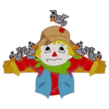 Scarecrow Covered In Crows Machine Embroidery Design