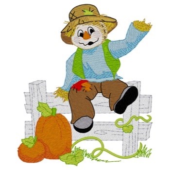 Scarecrow On Fence Machine Embroidery Design