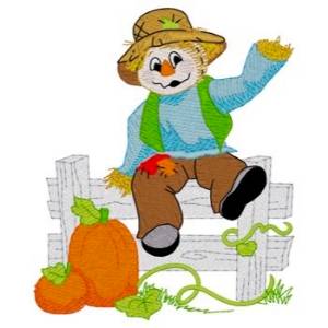 Picture of Scarecrow On Fence Machine Embroidery Design