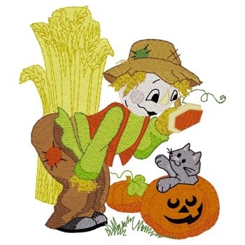 Scarecrow & Kitten Machine Embroidery Design