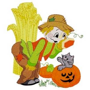 Picture of Scarecrow & Kitten Machine Embroidery Design