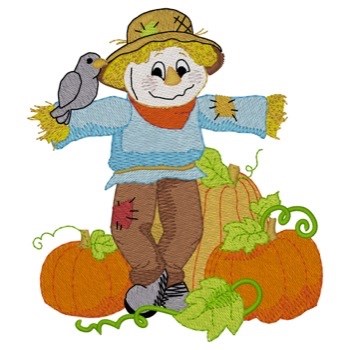 Scarecrow & Pumpkins Machine Embroidery Design