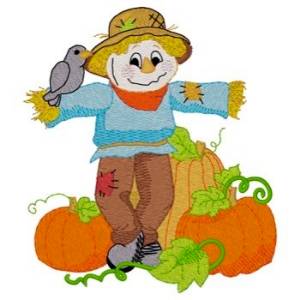 Picture of Scarecrow & Pumpkins Machine Embroidery Design