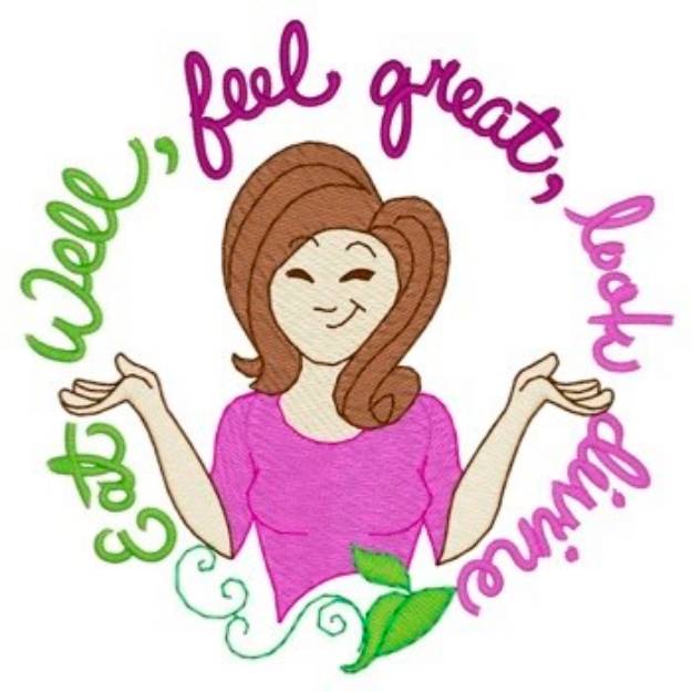 Picture of Eat Well Feel Great Machine Embroidery Design