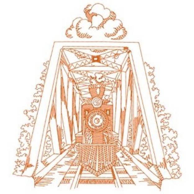 Picture of Iron Bridge & Train Machine Embroidery Design