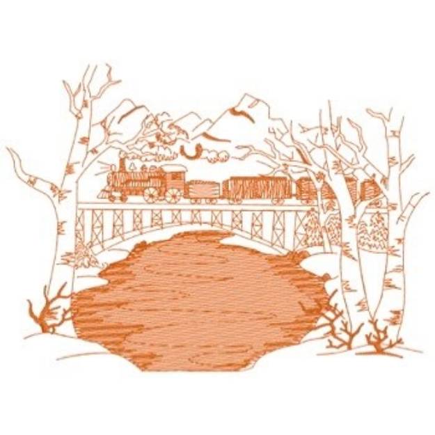 Picture of Winter Train &  Bridge Machine Embroidery Design