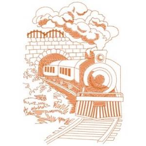 Picture of Train Exiting Tunnel Machine Embroidery Design