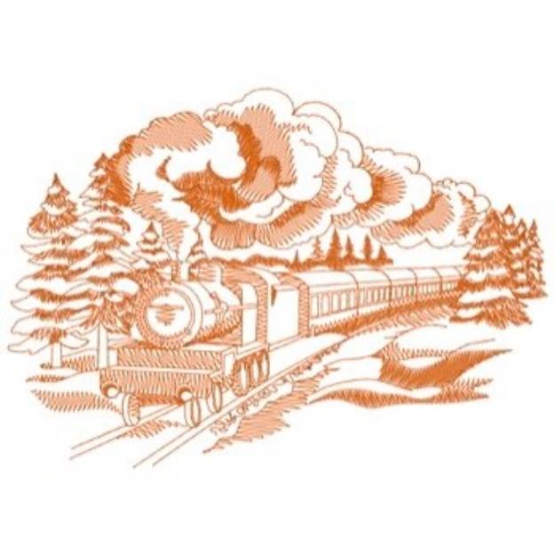 Picture of Winter Train Scene Machine Embroidery Design