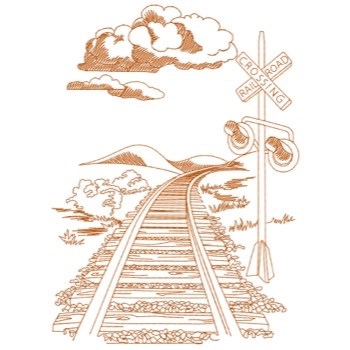 Train Tracks & Signal Machine Embroidery Design