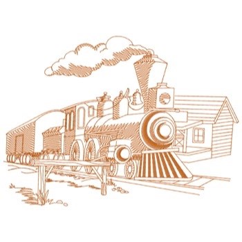 Old West Train Machine Embroidery Design