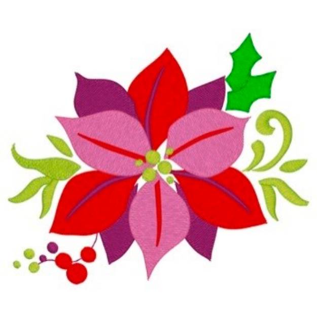Picture of Christmas Poinsettias Machine Embroidery Design