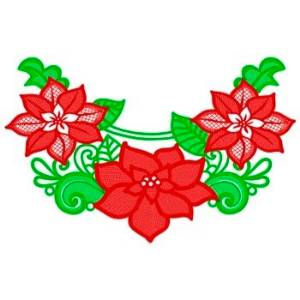 Picture of Christmas Poinsettias Swag Machine Embroidery Design