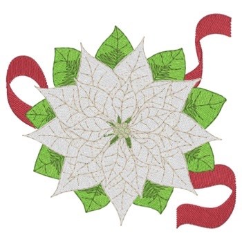 Christmas White Poinsettias Machine Embroidery Design