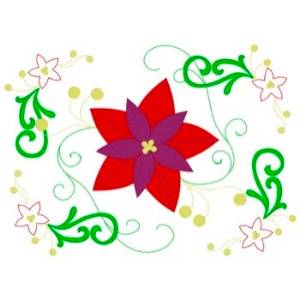 Picture of Christmas Poinsettias Square Machine Embroidery Design
