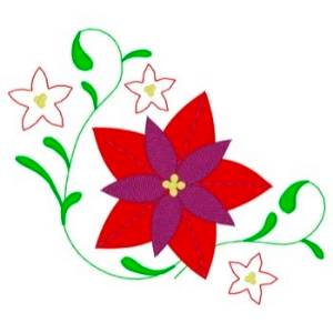 Picture of Christmas Poinsettias Corner Machine Embroidery Design