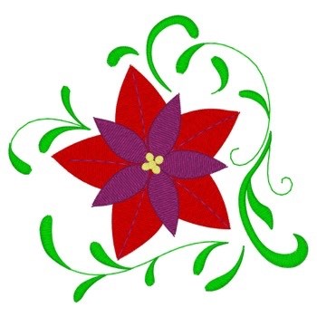 Christmas Poinsettias &  Swirls Machine Embroidery Design