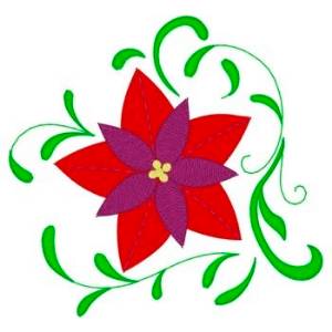 Picture of Christmas Poinsettias &  Swirls Machine Embroidery Design