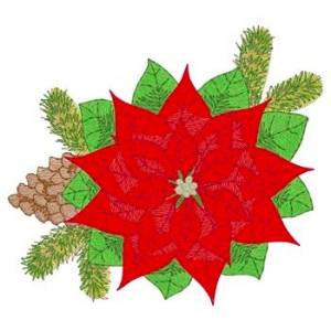 Picture of Chrismtas Poinsettias & Pine Machine Embroidery Design