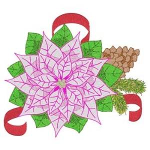 Picture of Christmas Pink Poinsettias Machine Embroidery Design