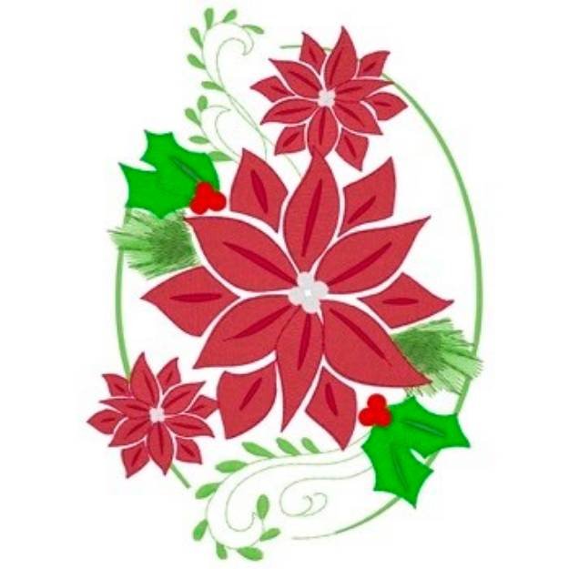 Picture of Christmas Poinsettia Machine Embroidery Design