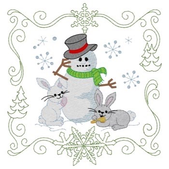 Christmas Friends Quilt Square Machine Embroidery Design