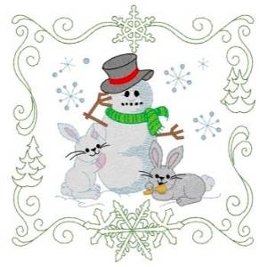 Picture of Christmas Friends Quilt Square Machine Embroidery Design