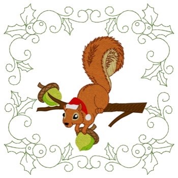 Squirrel Quilt Square Machine Embroidery Design