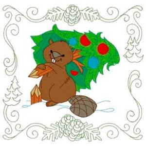 Picture of Beaver Quilt Square Machine Embroidery Design