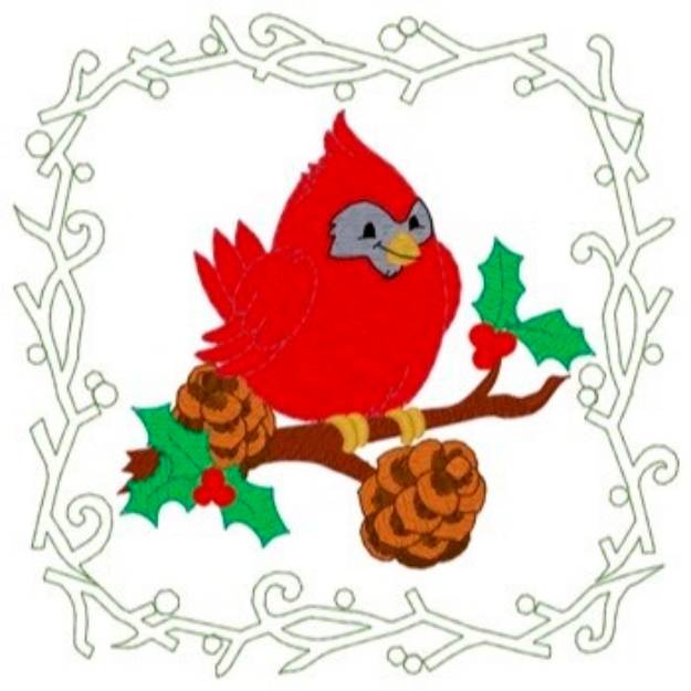Picture of Cardinal Quilt Square Machine Embroidery Design
