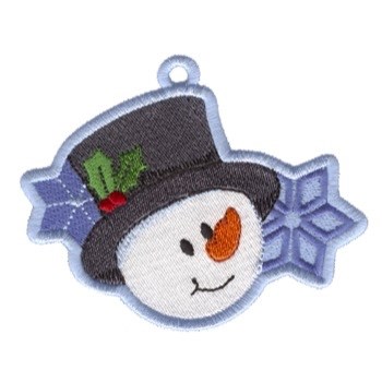 Snowman Head Ornament Machine Embroidery Design