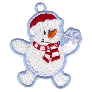 Snowman Catching Snowflake Ornament Machine Embroidery Design
