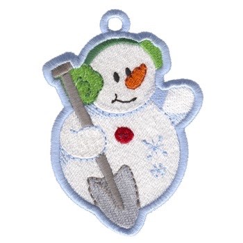 Snowman With Shovel Ornament Machine Embroidery Design
