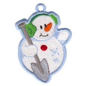 Picture of Snowman With Shovel Ornament Machine Embroidery Design