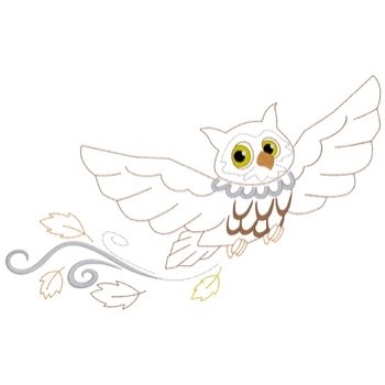 Owl With Leaves Machine Embroidery Design