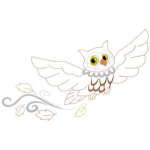 Picture of Owl With Leaves Machine Embroidery Design