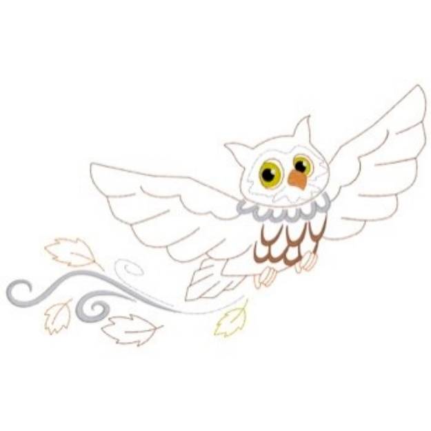 Picture of Owl With Leaves Machine Embroidery Design