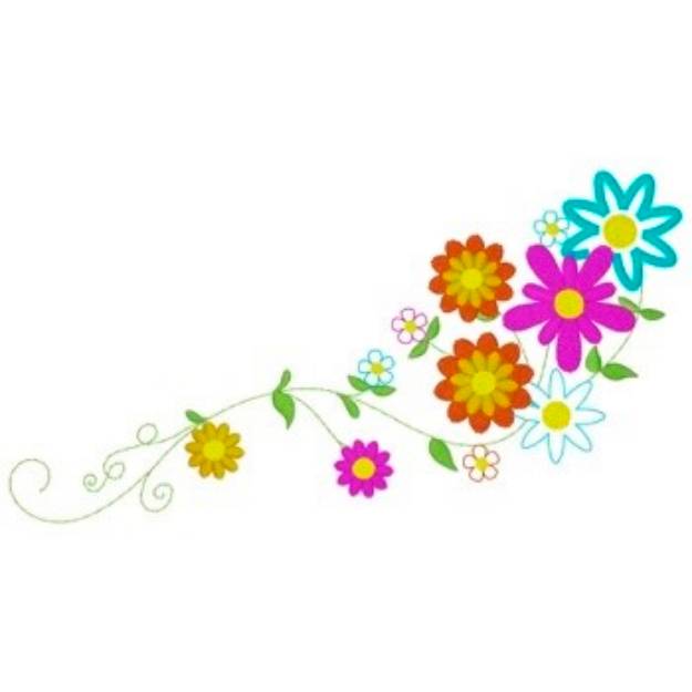 Picture of Flowers On Vine Machine Embroidery Design