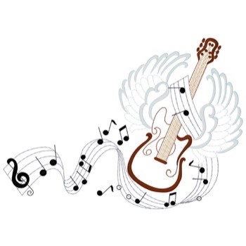 Guitar With Wings Machine Embroidery Design