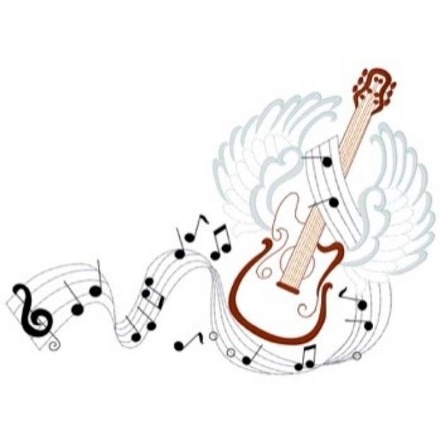 Picture of Guitar With Wings Machine Embroidery Design
