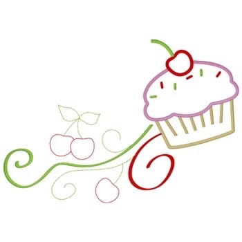 Cupcake Scroll Machine Embroidery Design