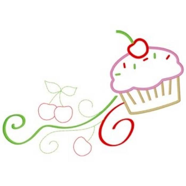 Picture of Cupcake Scroll Machine Embroidery Design