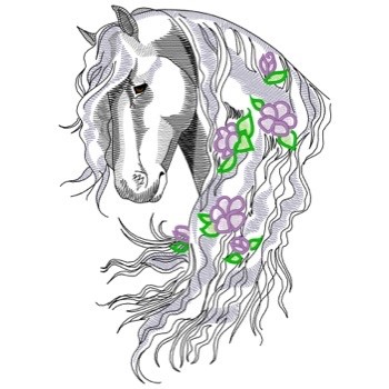 Friesian With Flowers Machine Embroidery Design
