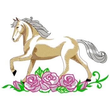Standardbred & Roses Machine Embroidery Design