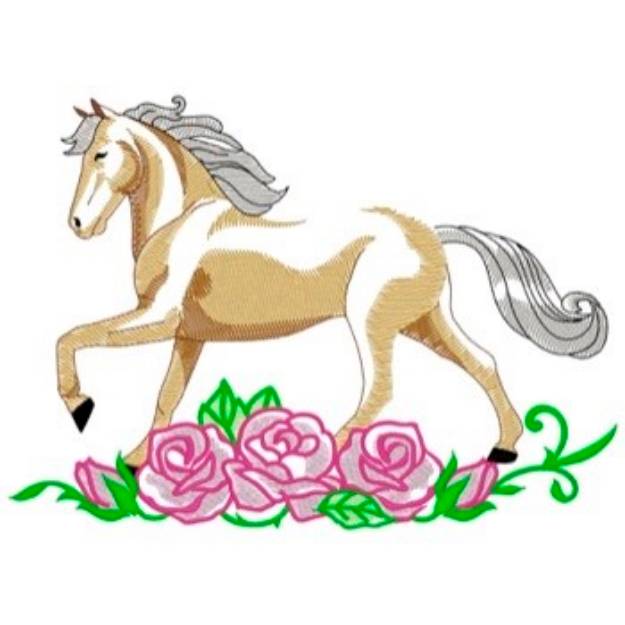 Picture of Standardbred & Roses Machine Embroidery Design