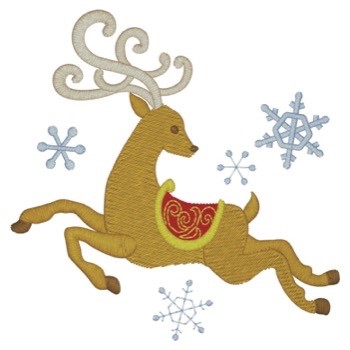 Reindeer Flying Machine Embroidery Design