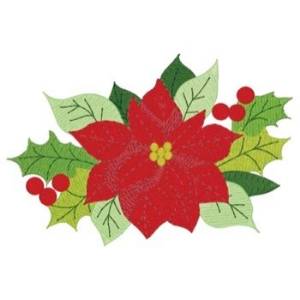 Picture of Poinsettia & Holly Machine Embroidery Design