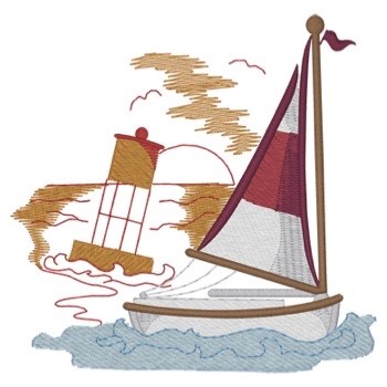 Sailboat & Buoy Machine Embroidery Design