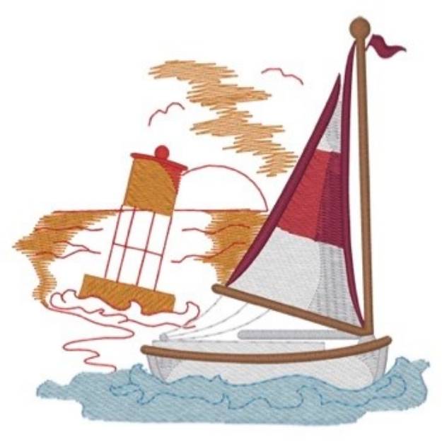 Picture of Sailboat & Buoy Machine Embroidery Design