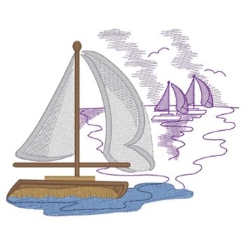 Sailboats Machine Embroidery Design