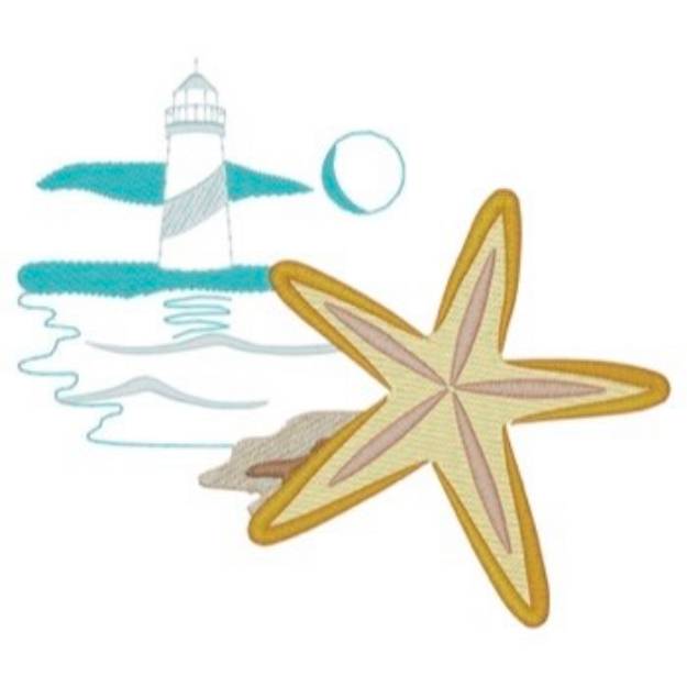 Picture of Starfish Lighthouse Machine Embroidery Design